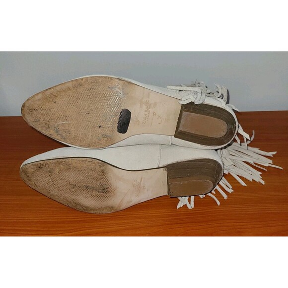 Zara Basic Collection Fringe Cream Suede Ankle Boots EU37 US7 ‘Display Shoes’ - Picture 7 of 10